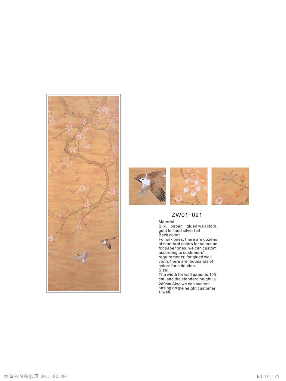 中式古典真丝手绘花鸟风景图案壁纸墙纸 (43)