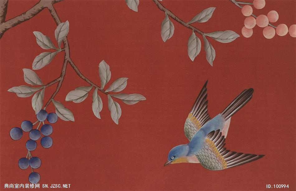 中式壁纸墙纸chinoiserie全绣系列 (100)