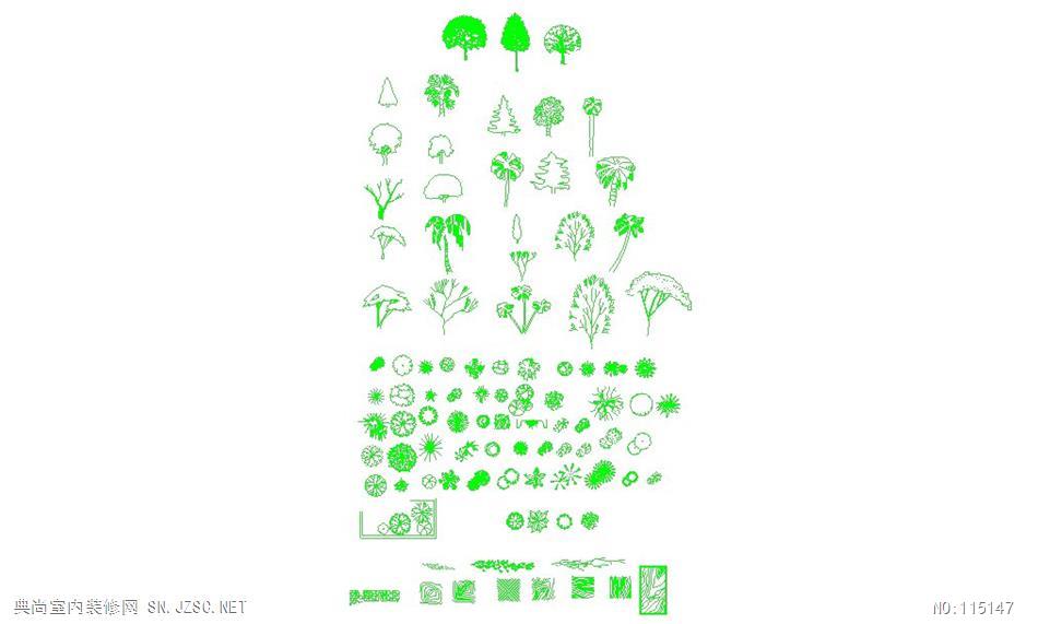 室内设计CAD图库图库各式图块树木