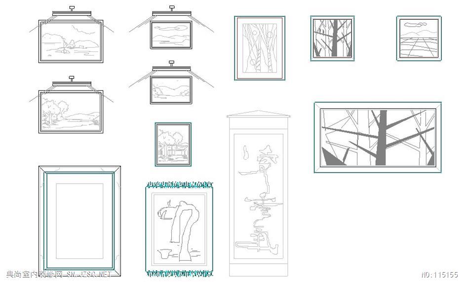 室内设计CAD图库图库各式图块装饰画
