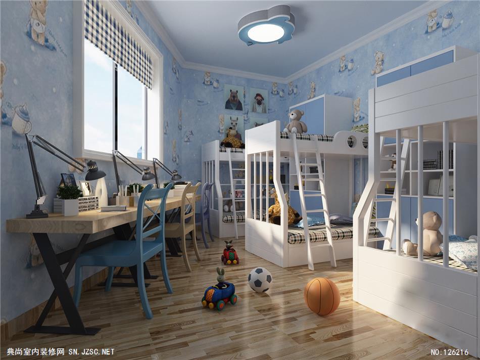 22-2 幼儿园-浮影空间设计表现 宿舍1 文体娱乐 室内装修效果图