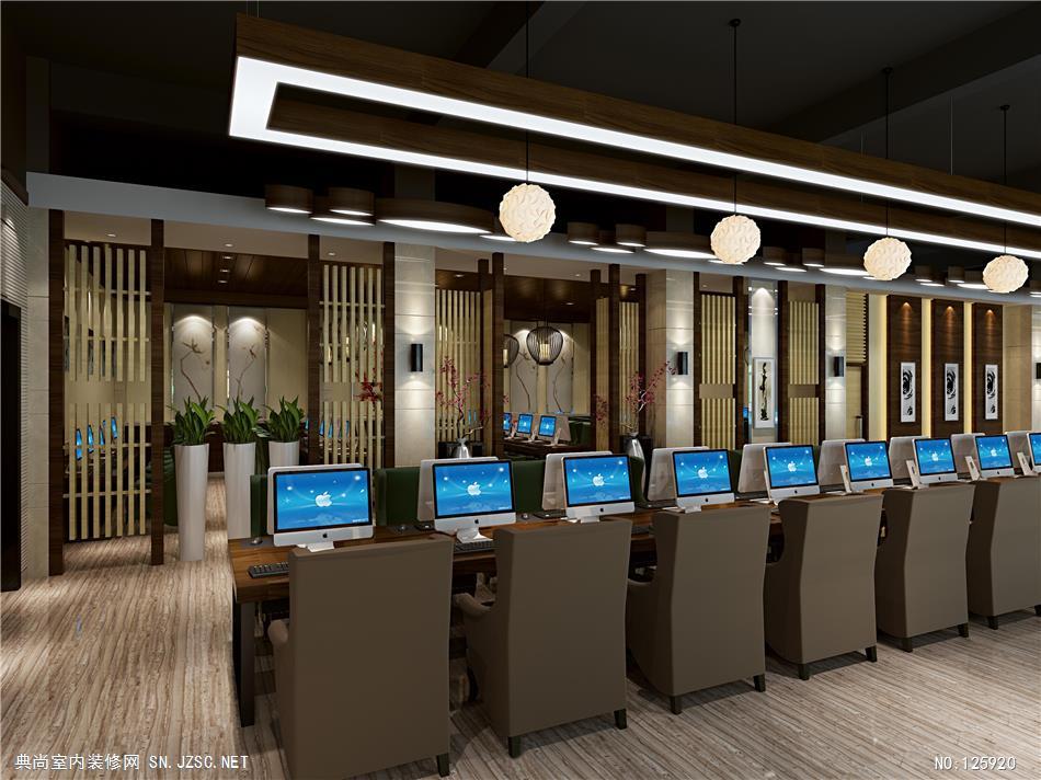 8-4【吾人设计】--海啸网络会馆 对战区与包间网吧网咖 室内装修效果图