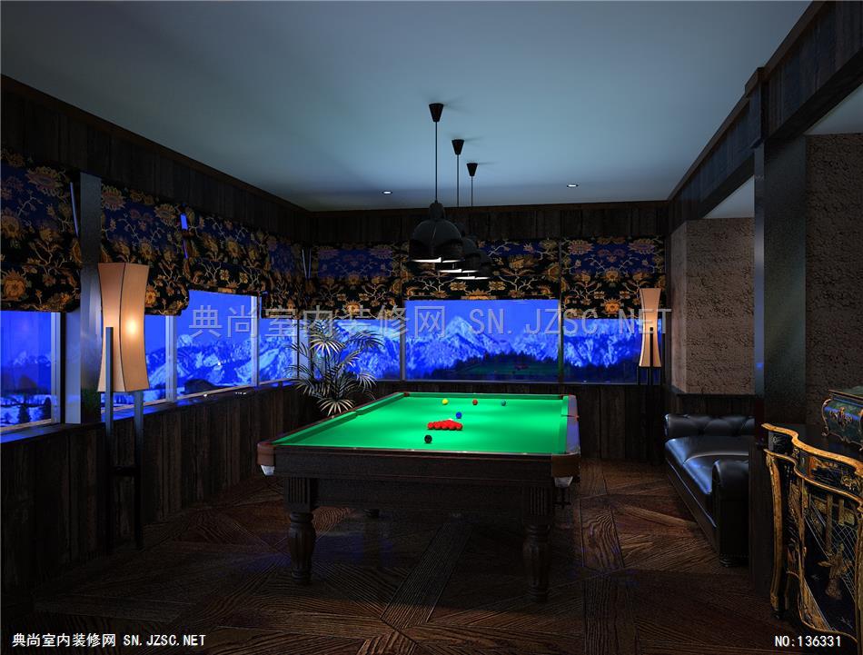 香格里拉-桌球室 酒店装修设计效果图
