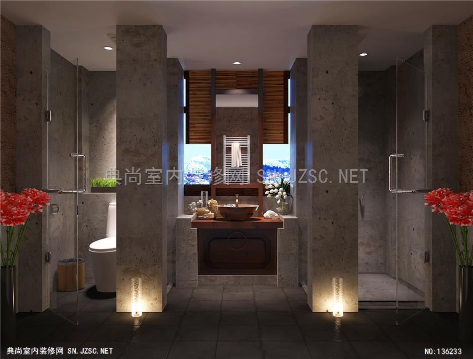香格里拉-C型房卫生间 酒店装修设计效果图