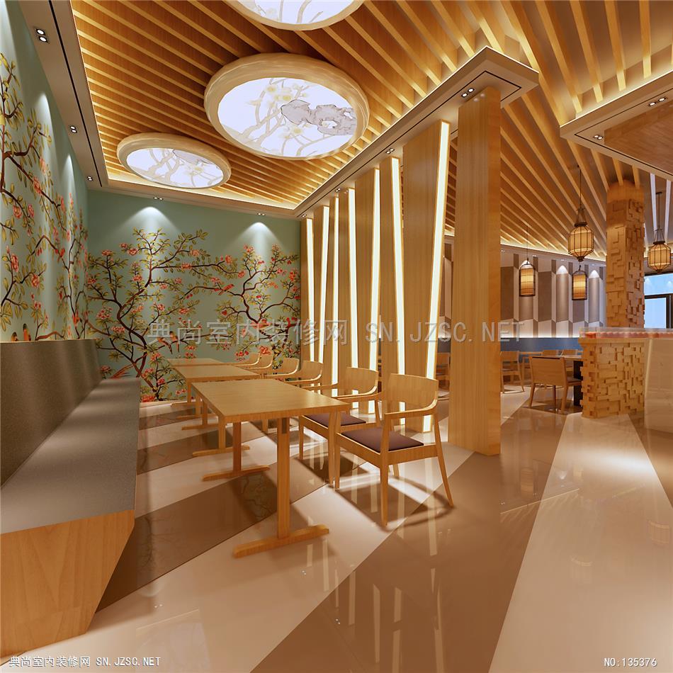 208-2 原木快餐厅 餐饮装修餐厅设计效果图