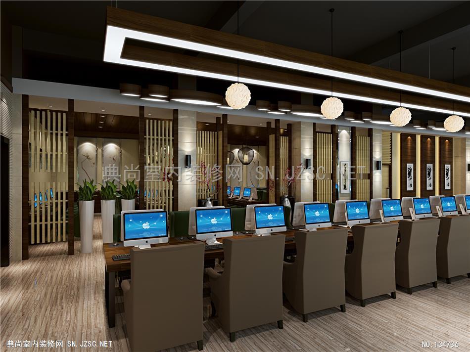 8-4【吾人设计】--海啸网络会馆 对战区与包间网咖 网吧装修室内设计效果图