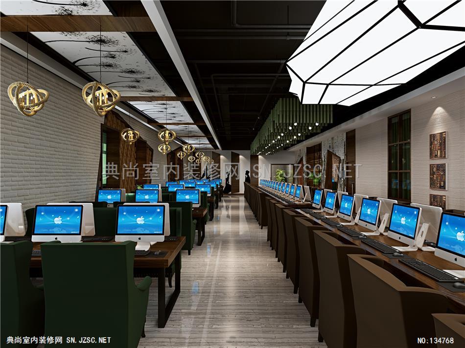 8-9【吾人设计】--海啸网络会馆网咖 网吧装修室内设计效果图