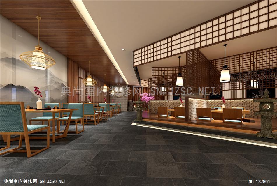 15—日式料理 空间 室内设计 三吴先森  (4)餐饮餐厅装修效果图设计