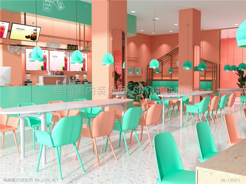 2—Milk tea shop（一家奶茶店）  WOOFWANG  (1)餐饮餐厅装修效果图设计